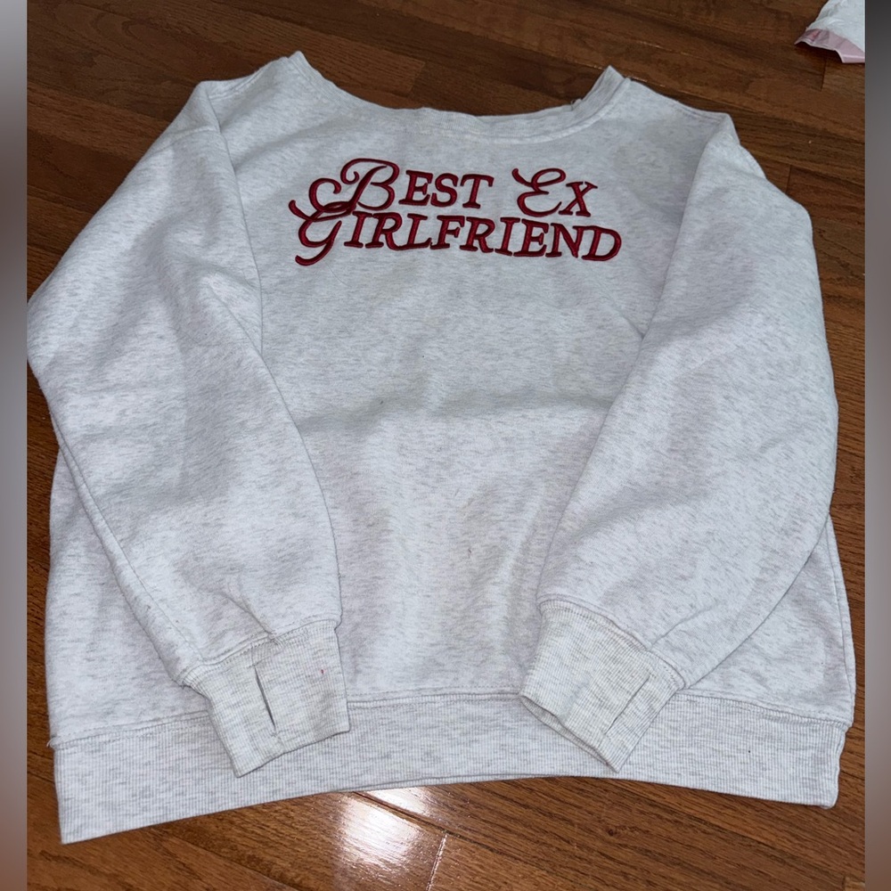 Gray Sweatshirt with Red Lettering